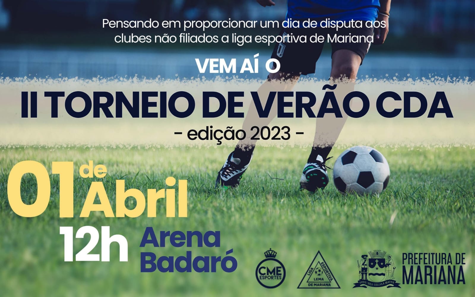 2º Torneio de Verão do CDA, acontecerá em Mariana. Imagem divulgação.