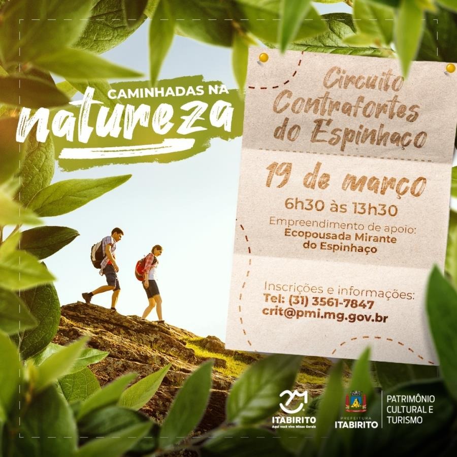 Prefeitura de Itabirito lança projeto Caminhadas na Natureza. Imagem divulgação da prefeitura.
