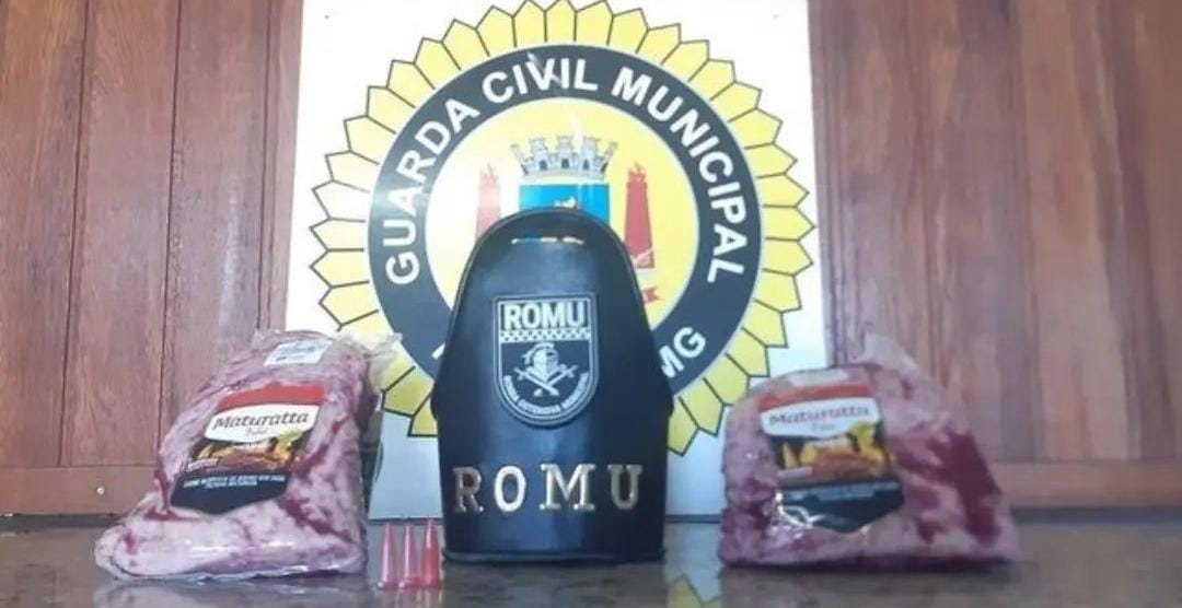 Itabirito: GM prende homem por roubo de duas peças de picanha no Farid. Itens roubados.