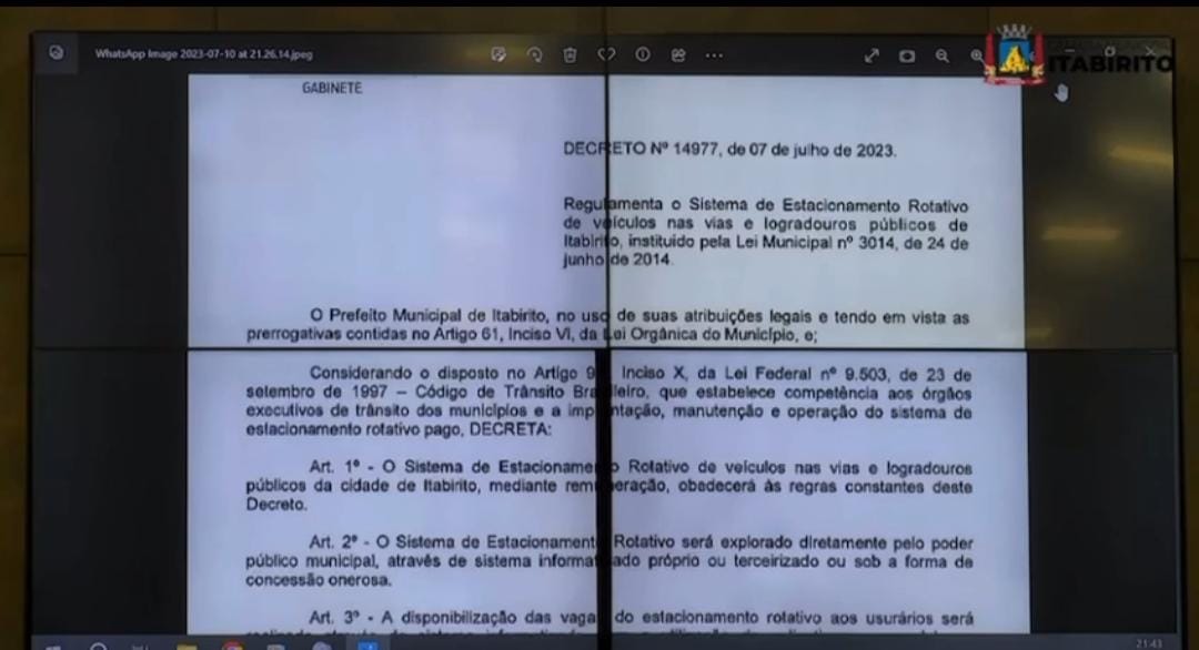 Prefeito Orlando Caldeira assinou o decreto que entrará em vigor a partir do dia 17 de julho. foto do decreto