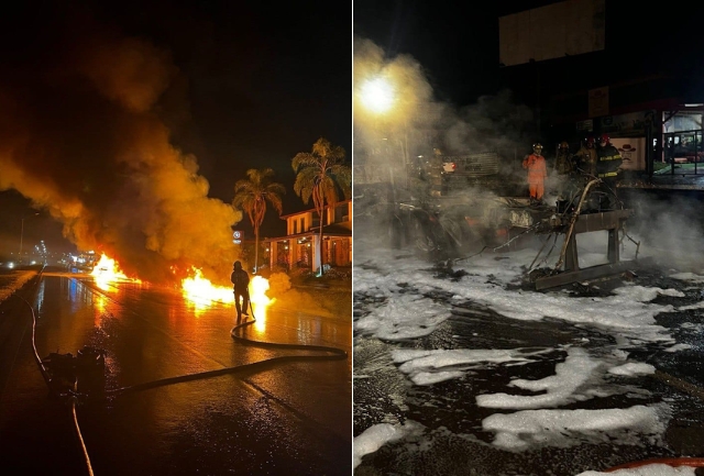 O acidente ocorreu na noite de domingo e causou congestionamento na região. Foto momentos após o acidente.