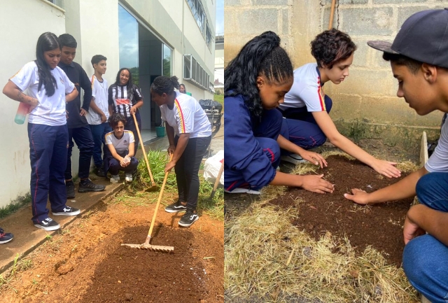 Projeto Trilha Empreendedora promove oficinas práticas para estimular o empreendedorismo e a sustentabilidade. Foto do momento em que estavam ''aprendendo''.