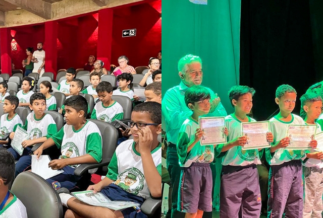 O Progea, realizado pela Polícia Militar de Meio Ambiente, certificou estudantes do 4º ano da rede municipal de ensino. Foto do momento da formação.