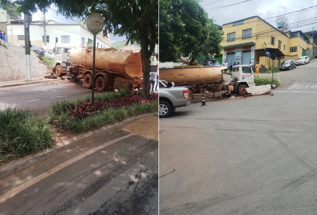Acidente ocorreu na Rua Rio de Janeiro, no bairro Bela Vista, e interditou o trânsito; ninguém ficou ferido. Foto momentos após o acidente.