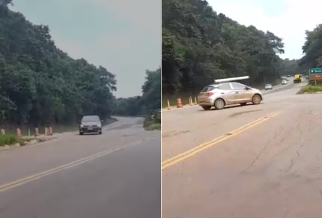 Um vídeo enviado por um internauta mostra motoristas fazendo conversões erradas na BR-356, perto de onde uma moto e um micro-ônibus colidiram na MG-030.