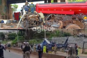 Uma das vítimas foi resgatada por helicóptero da PRF, que teve que fazer um pouso forçado na avenida Teresa Cristina. As vias alternativas também ficaram congestionadas.