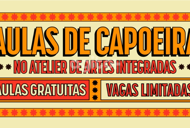 Aulas gratuitas de capoeira no Atelier de Artes Integradas; inscreva-se.