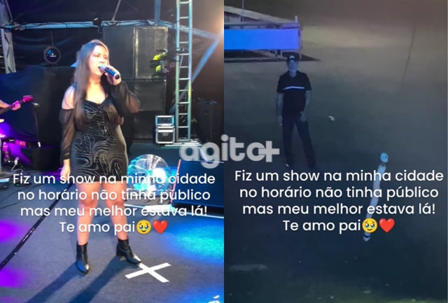 Aplauso único mas com muito amor: pai apoia cantora em show solitário.